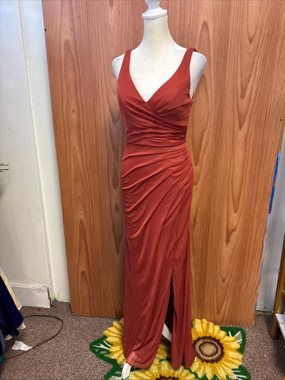 Azazie Burnt Orange Terra Cotta Sleeveless V Neck Formal Dress A2 Bridesmaid